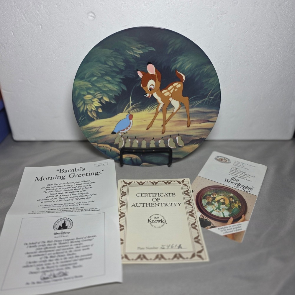 Disney Bambi Morning Greetings Knowles Bradford Collector Plate COA